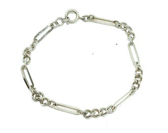 925 Sterling Silver Vintage Mexico Figaro Link Bracelet 7.25