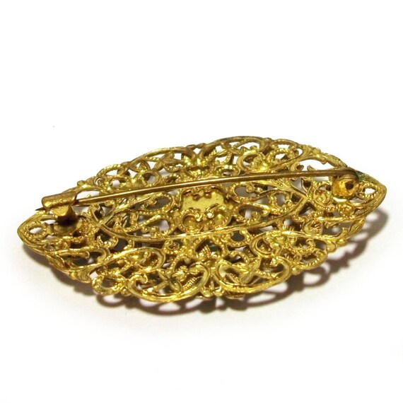 Vintage Czech Brooch 1930s Bohemia Green Rhinesto… - image 5