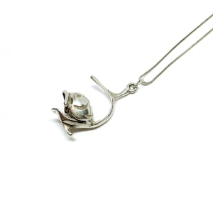 Sterling Silver Fish Necklace Fish Pendant Rare Unusual Jewellery Open Mouth Vessel Vintage 1960s 70s Solid Silver 925