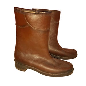 Vintage Derri Boots 1970s Fur Lined Boots Wellies Heeled Wellingtons