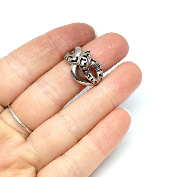 Huge Solid Silver Knot Ring Statement Cut Out Des… - image 2
