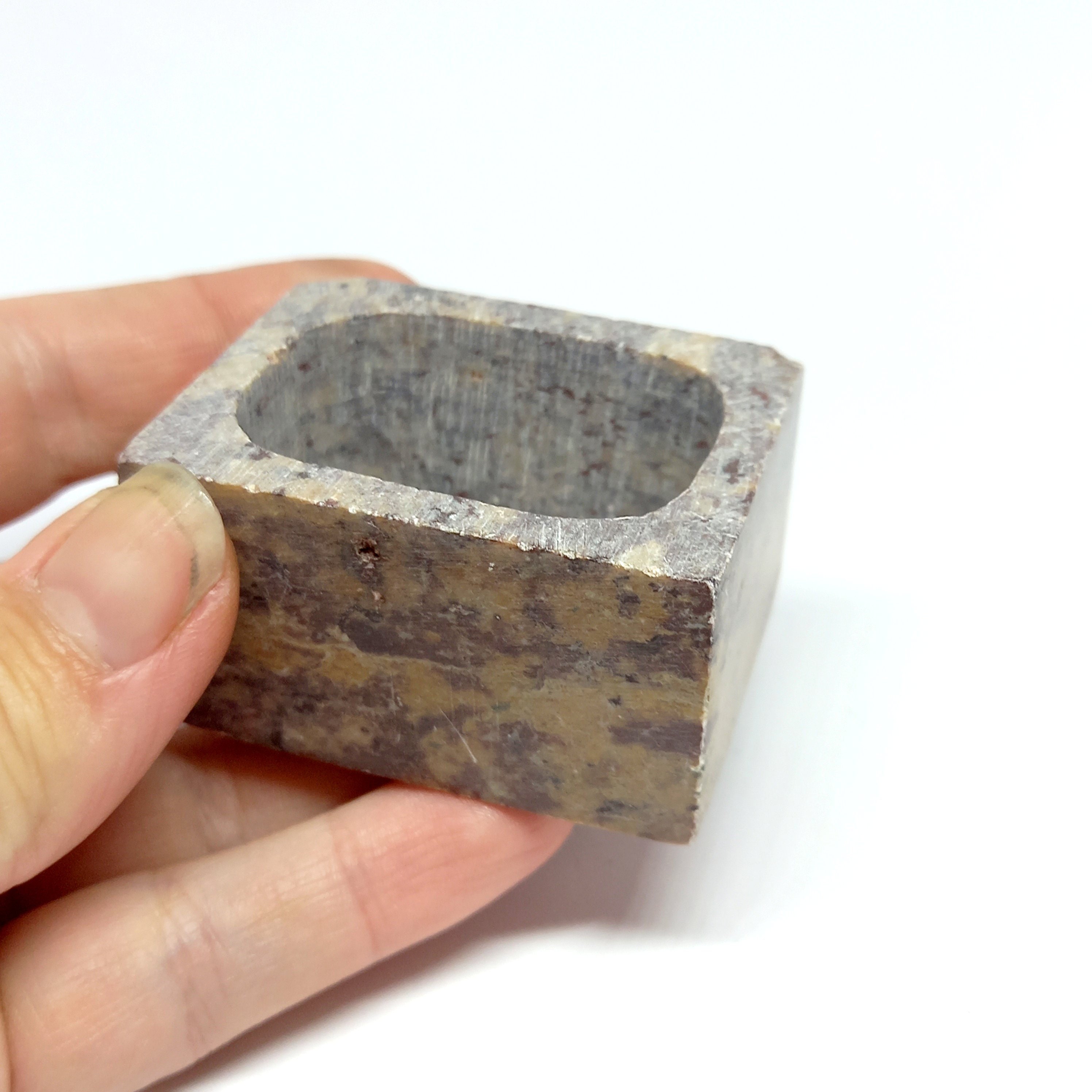 Ancienne Boîte à Bijoux En Granite – Vintage Authentique – Parfaite Pour Collection Ou Rangement