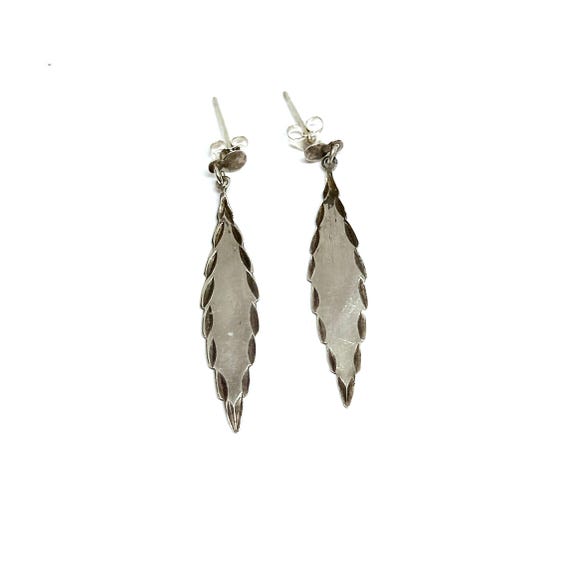 Sterling Silver Leaf Earrings Solid Silver Leaves… - image 3