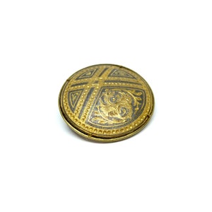 Damascene Broooch 24ct Gold Inlay Spanish Toledo Jewellery Vintage Round 1950s 60s