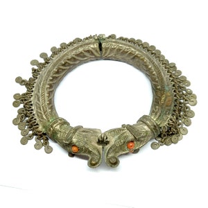 Antique Bedouin Yemeni Tribal Bangle Makara Bracelet Monster Elephant Double Headed Hinged Vintage