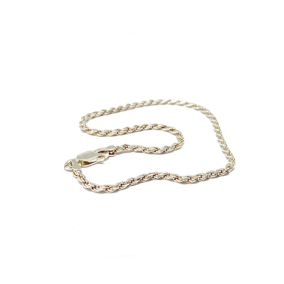 Sterling Silver Rope Chain Bracelet Vintage 925 Solid Silver