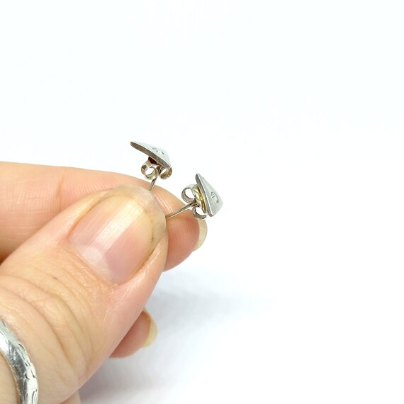 Sterling Silver Triangle Stud Earrings Rhinestone… - image 4