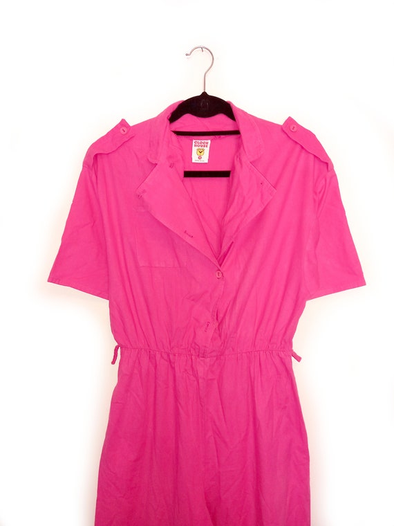 Vintage Jumpsuit Pink Cotton Boilersuit 1980s 90s… - image 6