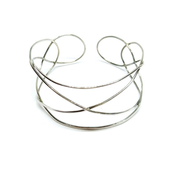 Sterling Silver Bangle Silver Wire Cuff Open Shap… - image 5