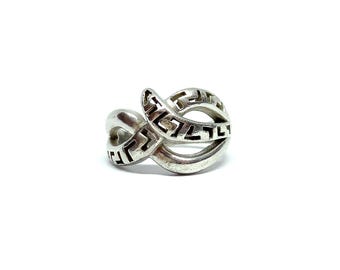 Riesiger Massiver Silber Knoten Ring Cut Out Vintage 925 Sterling Silber Ring Statement Ring Gr. N