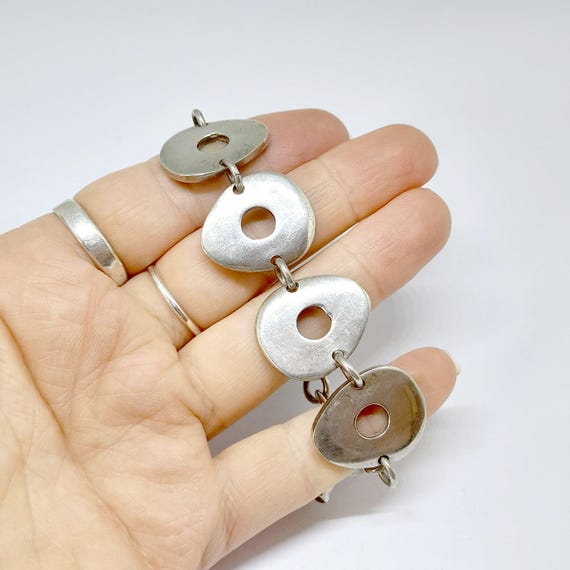 Chunky Solid Silver Bracelet Toggle Clasp 925 Vin… - image 6