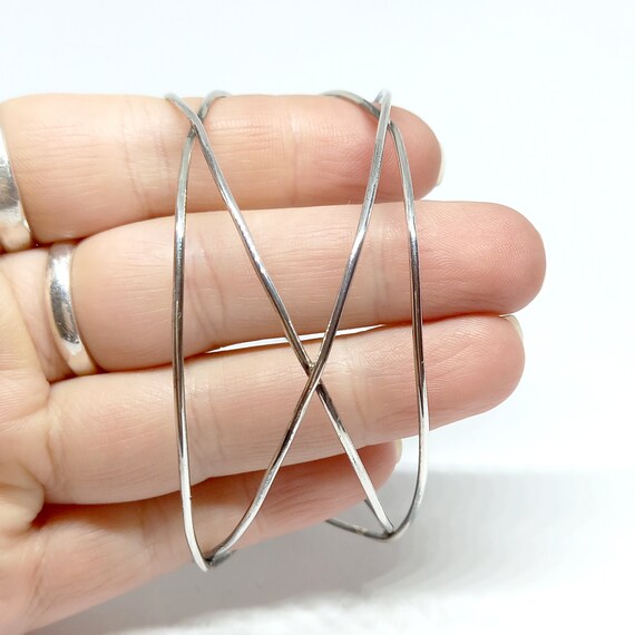 Sterling Silver Bangle Silver Wire Cuff Open Shap… - image 3