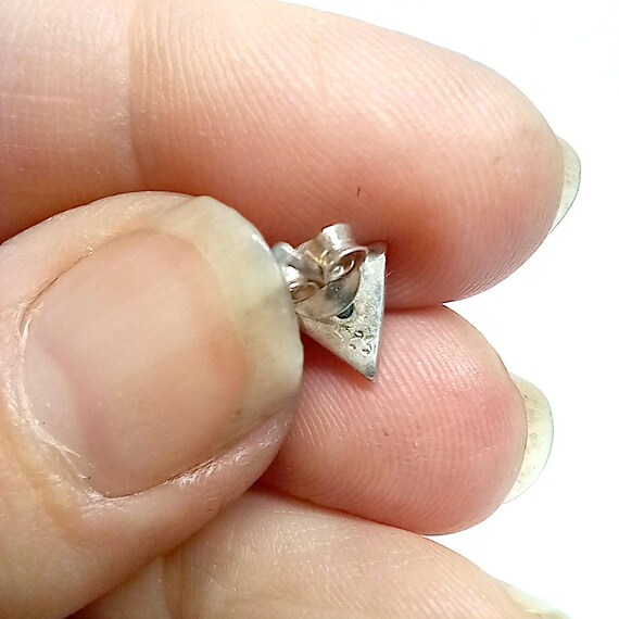 Sterling Silver Triangle Stud Earrings Rhinestone… - image 8