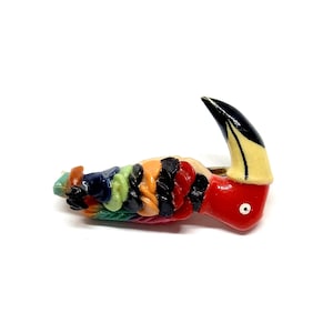 Toucan Brooch Vintage 80s 90s Kitsch Parrot Bird Brooch Handmade Clay Tropical Unusual Colourful Pin