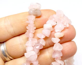 Rose Quartz Chip Necklace Gemstone Beads Beaded Necklace Stone Chips Semi Precious