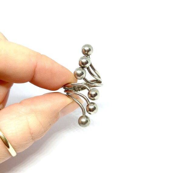 Silver Wrap Ring Bobble Ring Statement Ring Adjus… - image 2