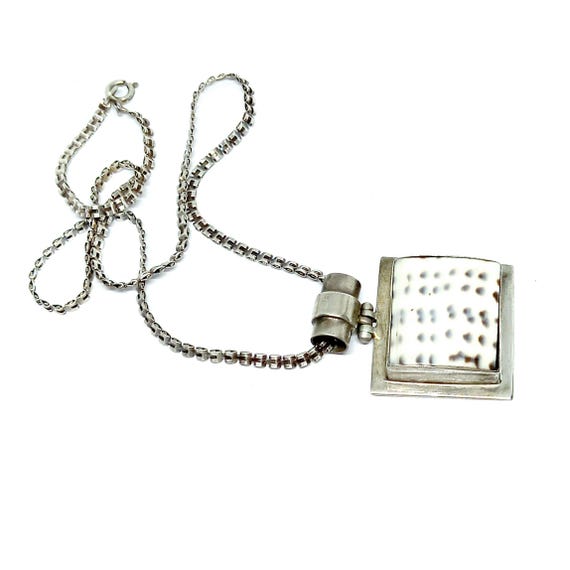 Sterling Silver Shell Pendant Square Unusual Spot… - image 5