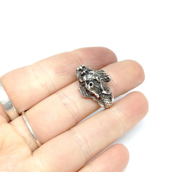 Solid Silver Dragon Ring Chinese Dragon Sterling … - image 1