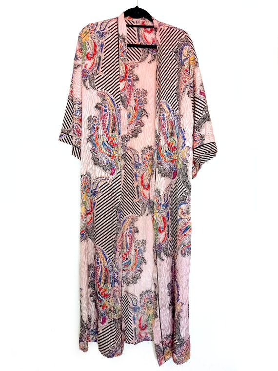 Vintage Kimono Robe Silky Vintage Dressing Gown P… - image 8