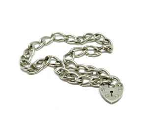 シルバー南京錠ハートイニシャルチャームブレスレット - Etsy 日本
