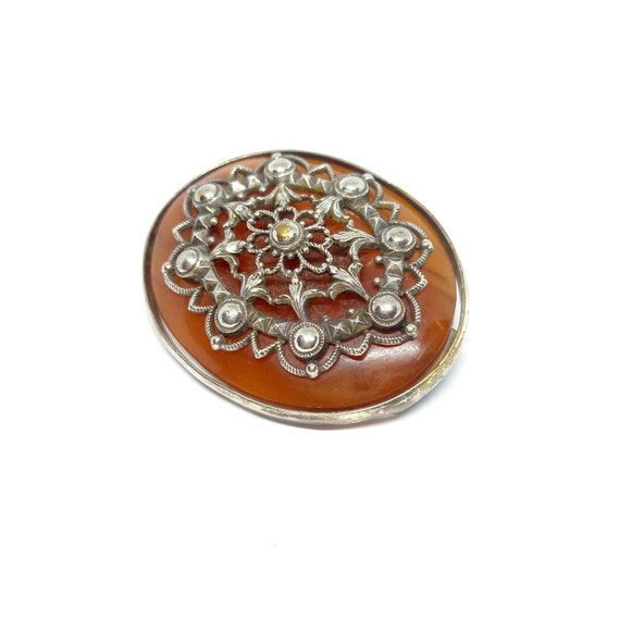 Art Deco Bakelite Brooch Sterling Silver Plate Vi… - image 1