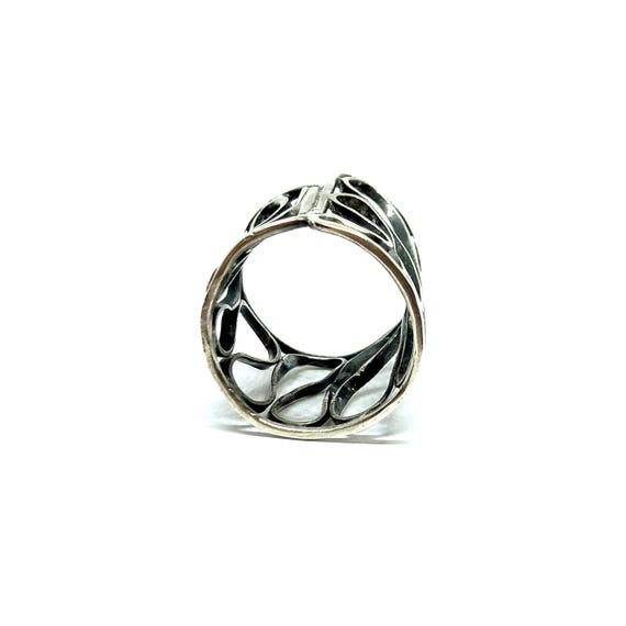 Statement Sterling Silver Ring Tall Wire Wave Des… - image 9