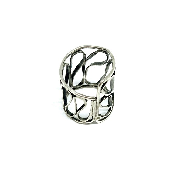 Statement Sterling Silver Ring Tall Wire Wave Des… - image 4