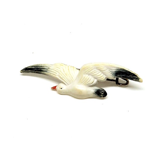 Vintage Seagull Brooch 1930s 40s Early Plastic Bi… - image 6