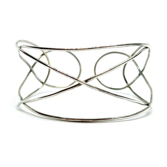 Sterling Silver Bangle Silver Wire Cuff Open Shap… - image 1