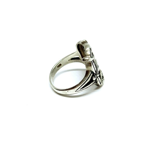 Huge Solid Silver Celtic Dragon Knot Ring Vintage… - image 7