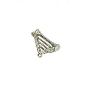 Sterling Silver Harp Charm Musical Instrument 925 Silver Charm for Bracelet or Necklace Vintage 1970s