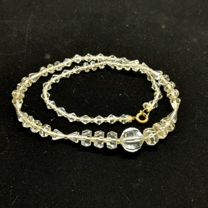 Art Deco Glasperlenkette Kristallschliff Perlenkette Vintage 1930er 40er Jahre