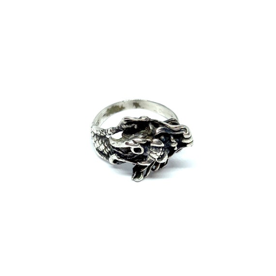 Solid Silver Dragon Ring Chinese Dragon Sterling … - image 4