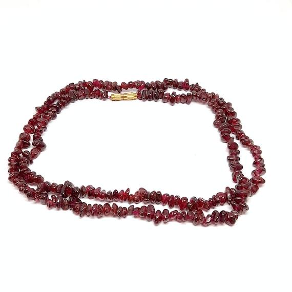 Vintage Garnet Chip Necklace Polished Gemstone Nugget Beads Garnet Necklace Beaded Necklace 1970s Etsy Australia