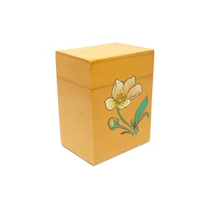 Trinket Box Cherry Blossom Box Vintage Chinese Bamboo Lacquer Oriental Hand Painted Floral Flower