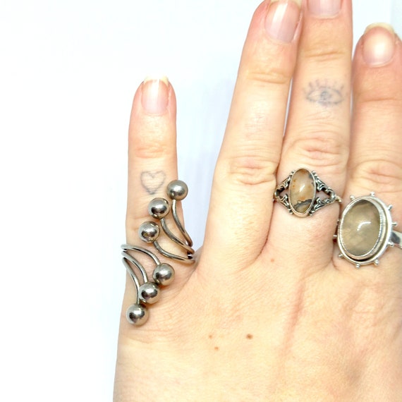 Silver Wrap Ring Bobble Ring Statement Ring Adjus… - image 3