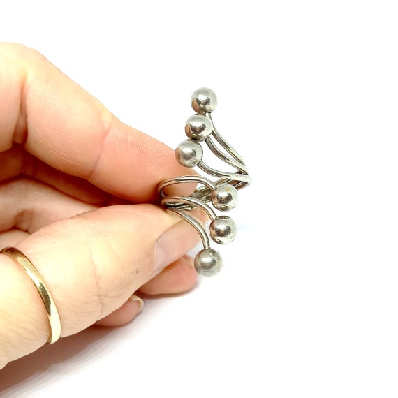 Silver Wrap Ring Bobble Ring Statement Ring Adjus… - image 6