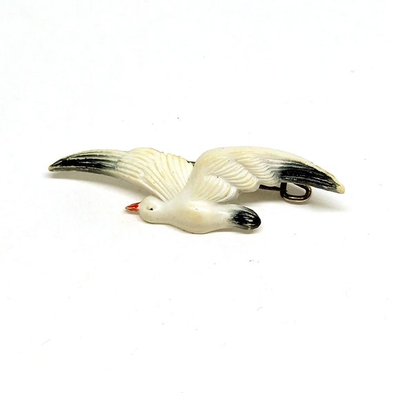 Vintage Seagull Brooch 1930s 40s Early Plastic Bi… - image 4