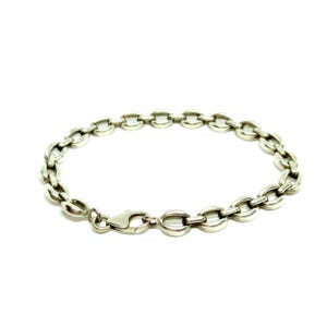 Chunky Sterling Silver Chain Bracelet Y2k Hallmarked Oval Link Chain Layering Bracelet