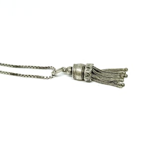 Victorian Necklace Tassel Pendant Silver Fob Sterling Silver Foxtail Chain Antique Necklace Charm