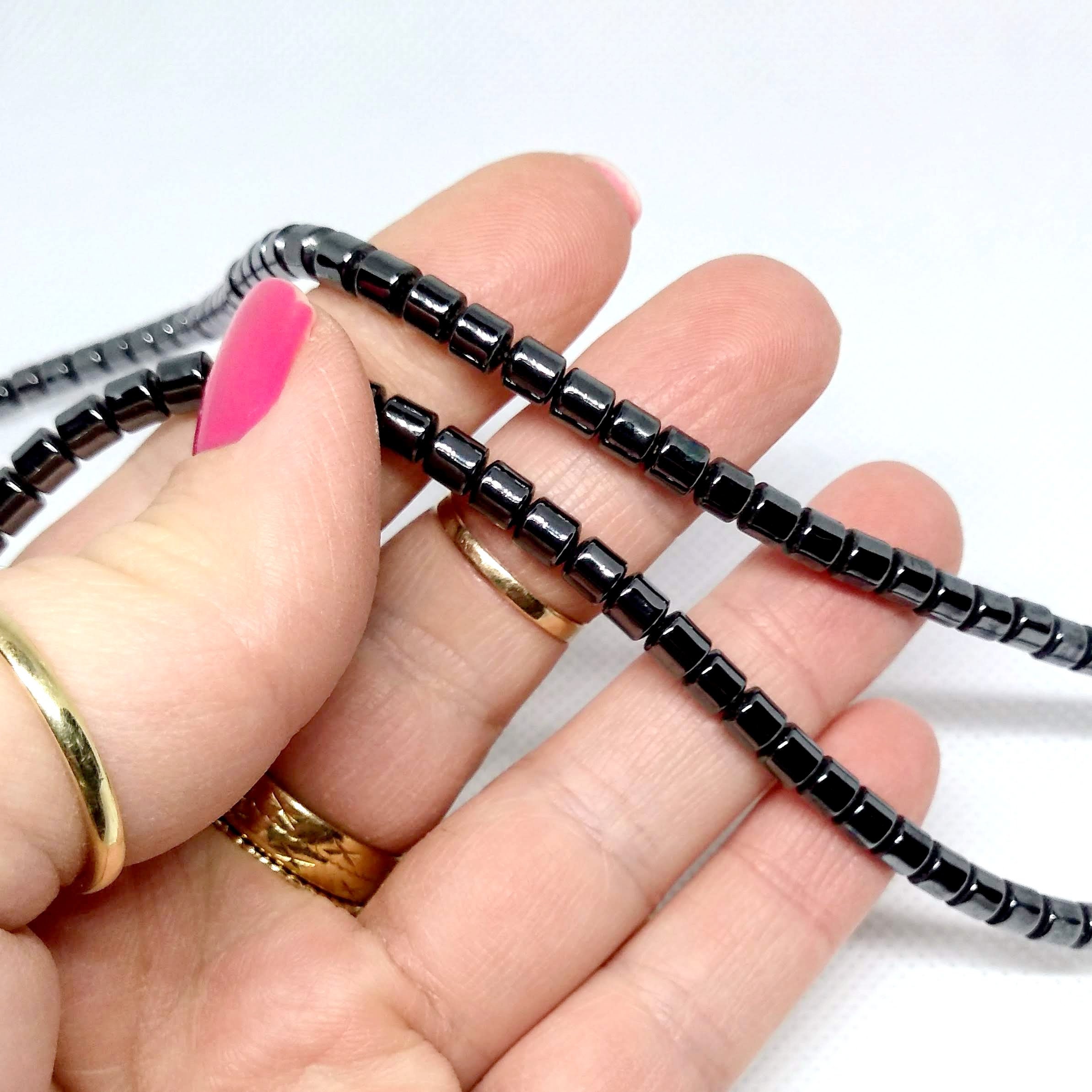 Collana in ematite con perline di ematite, collana di perle di ematite da 45,7 cm, collana di gioielli ematite, collana in argento Sterling 925 con ematite