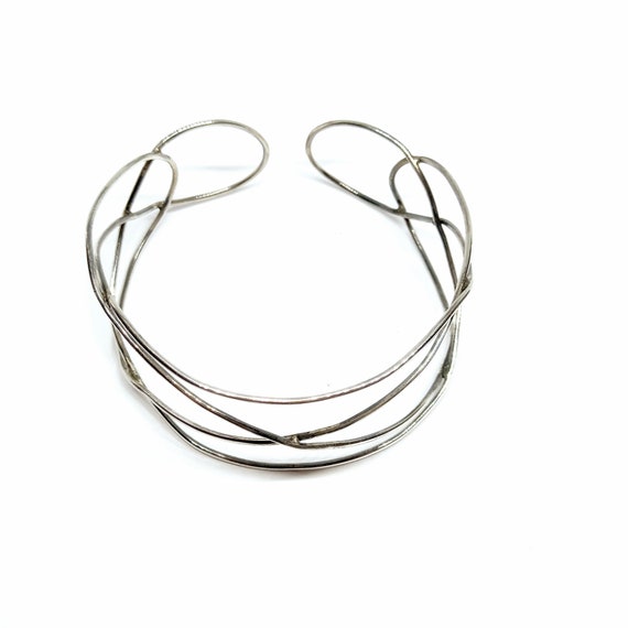 Sterling Silver Bangle Silver Wire Cuff Open Shap… - image 6