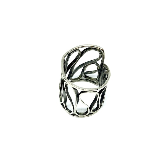 Statement Sterling Silver Ring Tall Wire Wave Des… - image 7