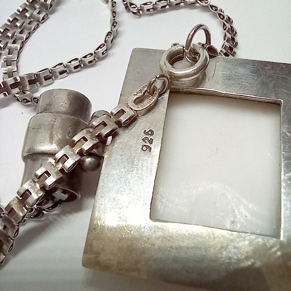 Sterling Silver Shell Pendant Square Unusual Spot… - image 10