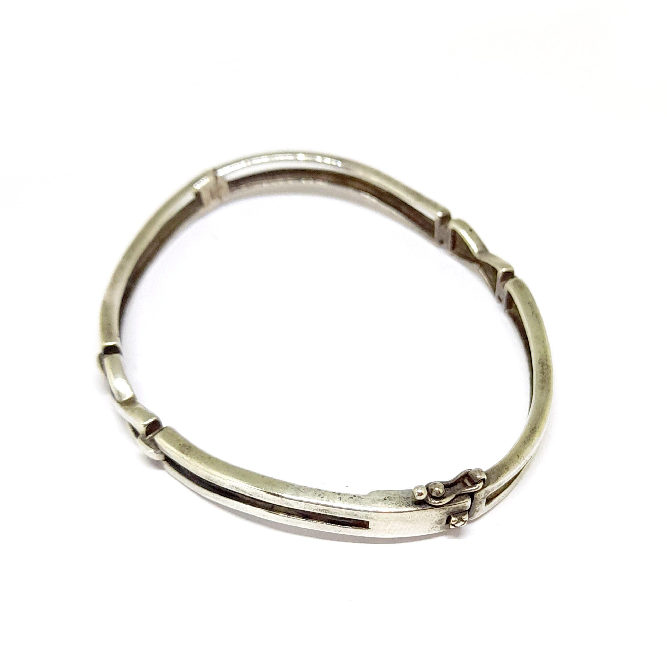 Sterling Silver Bangle Vintage 90s Y2K 00s Bracelet Double Wave 