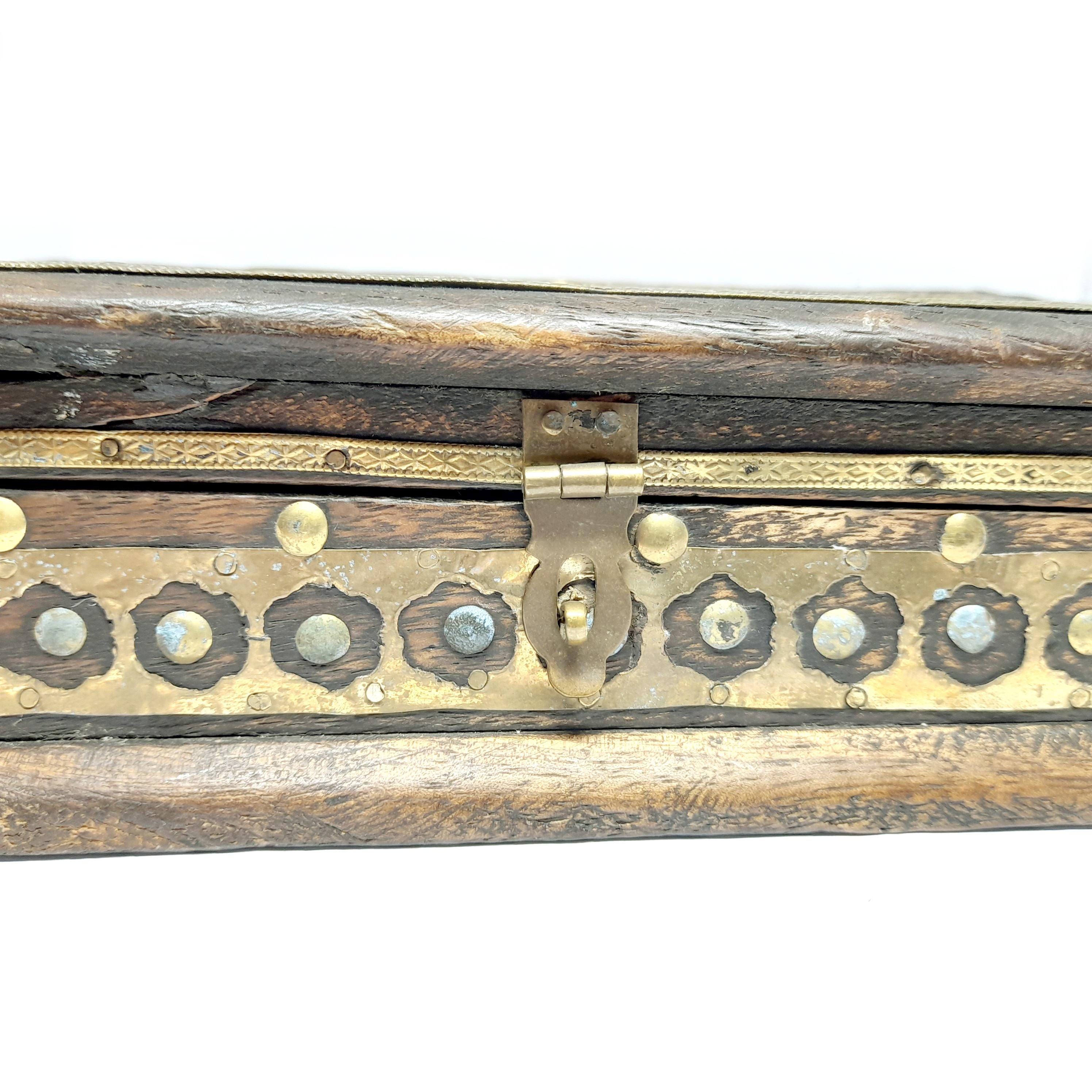 アンティーク インド ジュエリーボックス ヴィンテージ 木製 宝箱 真鍮