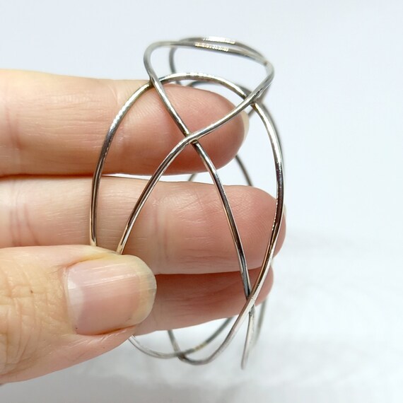 Sterling Silver Bangle Silver Wire Cuff Open Shap… - image 7