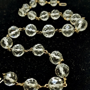 Vintage Czech Glass Bead Necklace Clear Faceted Glass Beads Crystal Sparkle 1930s Art Deco