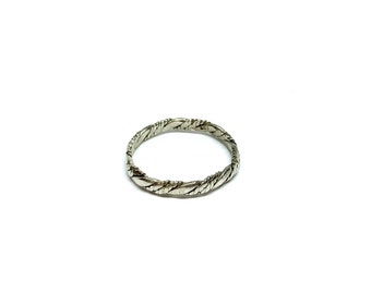 Sterling Silver Ring Rope Twist Band Thumb Ring Stacking Ring Solid Silver 925 Vintage 80s 90s size Q