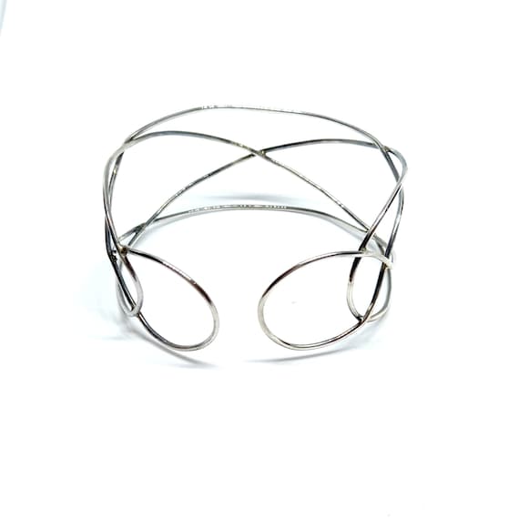 Sterling Silver Bangle Silver Wire Cuff Open Shap… - image 2